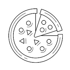 Image showing Italian pizza vector line icon.