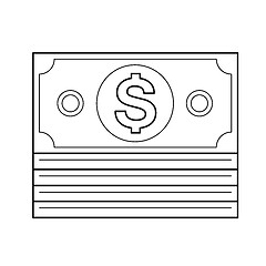 Image showing Stack of dollar bills vector line icon.