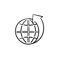 Image showing Globe with latitudes hand drawn sketch icon.