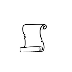 Image showing Scroll of old paper hand drawn sketch icon.