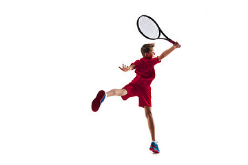 Image showing Young tennis player isolated on white