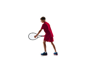 Image showing Young tennis player isolated on white