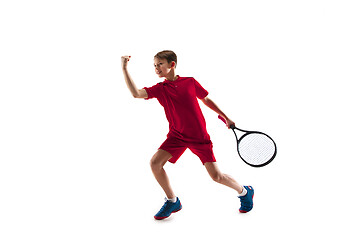 Image showing Young tennis player isolated on white