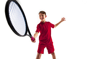 Image showing Young tennis player isolated on white