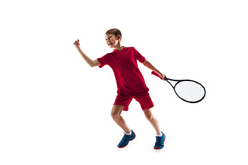 Image showing Young tennis player isolated on white