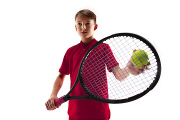 Image showing Young tennis player isolated on white