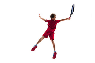 Image showing Young tennis player isolated on white