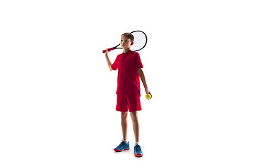 Image showing Young tennis player isolated on white