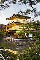 Image showing Kinkakuji in autumn season, famous Golden Pavilion at Kyoto, Japan