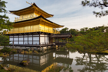 Image showing Kinkakuji in autumn season, famous Golden Pavilion at Kyoto, Japan