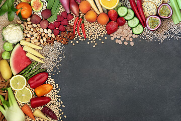 Image showing Vegan Super Food Background Border