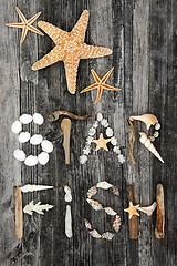 Image showing Abstract Starfish Background on Rustic Wood 