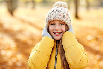 Image showing portrait of happy girl at autumn park