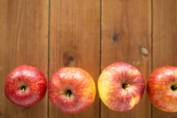 Image showing ripe red apples on wooden table