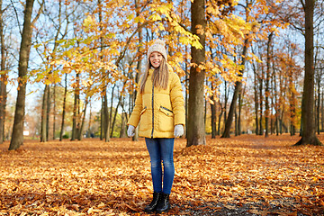 Image showing happy girl at autumn park