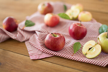 Image showing ripe red apples on wooden table