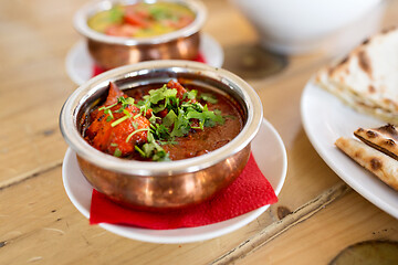 Image showing close up of kidney bean masala in bowl on table