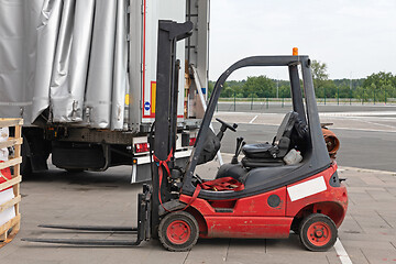 Image showing Gas Forklift Outside