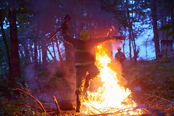 Image showing firefighter in action