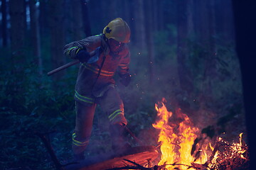 Image showing firefighter in action