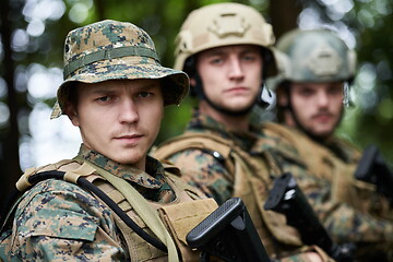 Image showing soldiers squad relaxed walking