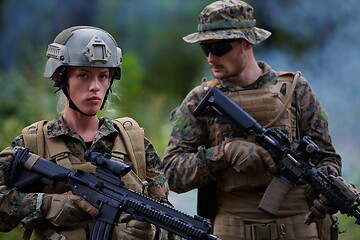 Image showing Soldier Woman as a Team Leader