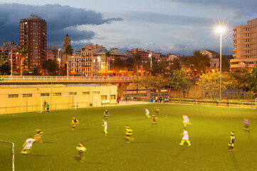 Image showing Football match at twilight