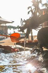 Image showing Washing hand in japanese temple