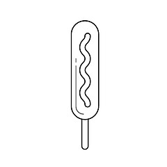 Image showing Corn dog with mustard vector line icon.