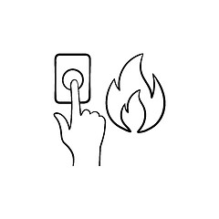 Image showing Fire alarm hand drawn sketch icon.