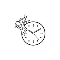 Image showing Clock running hand drawn sketch icon.