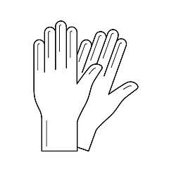 Image showing Protective gloves vector line icon.