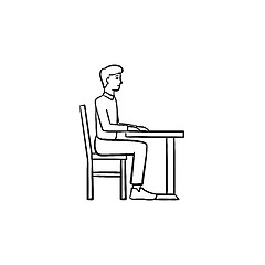 Image showing Student sitting at the desk hand drawn sketch icon