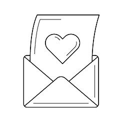 Image showing Open love letter vector line icon.