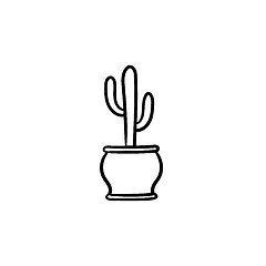 Image showing Cactus in a pot hand drawn sketch icon.