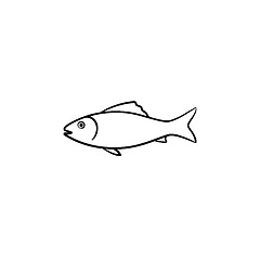 Image showing Raw fish hand drawn sketch icon.