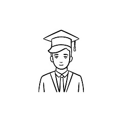 Image showing Graduate student hand drawn sketch icon.