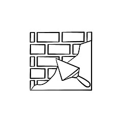 Image showing Brick solid surface with spatula hand drawn icon.