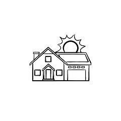 Image showing Power efficient house hand drawn sketch icon.