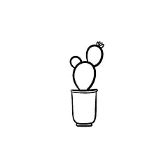 Image showing Cactus in a pot hand drawn sketch icon.