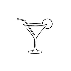 Image showing Cocktail drink hand drawn sketch icon.