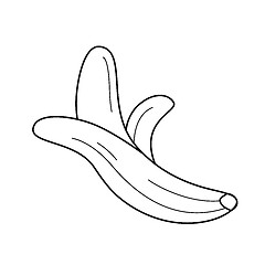 Image showing Half peeled banana vector line icon.