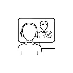 Image showing Online education hand drawn sketch icon.