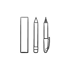 Image showing Stationery ruler and pencil hand drawn sketch icon