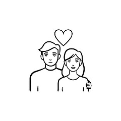 Image showing Couple in love hand drawn sketch icon.