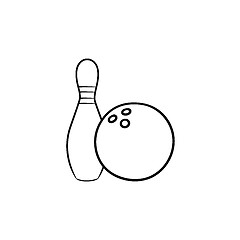 Image showing Bowling hand drawn sketch icon.