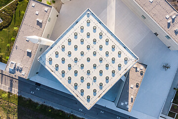 Image showing Top aerial view of modern archiecture of islamic religious cultural centre in Ljubljana, Slovenia, Europe