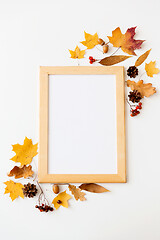 Image showing autumn fruits and picture frame or whiteboard