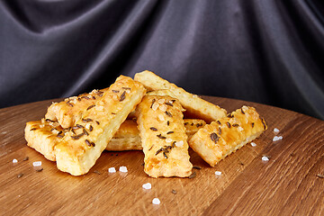 Image showing baked sticks with caraway seeds and salt