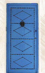 Image showing Aged Blue door in Andalusian style from Sidi Bou Said